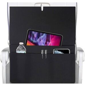 Airplane Tray Covers, Black Polyester Pocket Organizer, Travel Flight Sanitary
